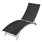 Transat chaise longue bain de soleil lit de jardin terrasse meuble d'extérieur acier et textilène noir helloshop26 02_0012245