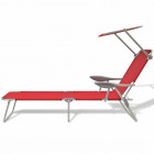 Vidaxl chaise longue de jardin avec baldaquin acier rouge 58x189x27 cm