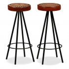 Tabourets de bar 2 pcs cuir véritable