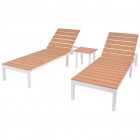 Vidaxl chaise longue 2 pcs avec table aluminium wpc blanc et marron