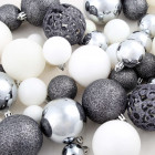 Ensemble de boules de Noël 100 pcs 6 cm Blanc/Gris