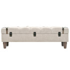 Banc de rangement bois massif et acier 111 x 34 x 37 cm blanc crème