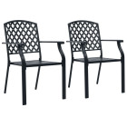 Vidaxl chaises empilables d'extérieur 2 pcs acier noir