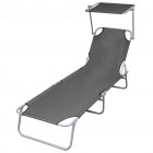 Vidaxl chaise longue pliable avec auvent - couleur au choix