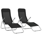 Chaises longues transat pliables 2 pices textilène noir helloshop26 02_0011951