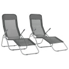 Chaises longues transat pliables 2 pices textilène anthracite helloshop26 02_0011949