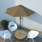 Parasol de balcon avec mât en aluminium taupe 270x135 cm demi