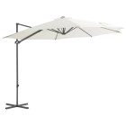 Parasol meuble de jardin en porte-à-faux avec mât en acier 300 cm sable helloshop26 02_0008611