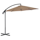 Parasol meuble de jardin en porte-à-faux avec poteau en acier 300 cm taupe helloshop26 02_0008651