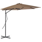 Parasol mobilier de jardin d'extérieur avec poteau en acier 300 cm taupe helloshop26 02_0008276