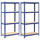 Étagères de rangement 2 pcs bleu 80x40x160 cm acier et mdf