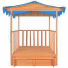 Maison de jeu d'enfants et bac à sable bois de sapin bleu uv50