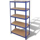 Étagère de rangement charge lourde robuste atelier garage outils 180 cm acier mdf bleu 