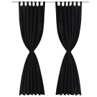 2 pcs rideau à passant micro satin noir 140 x 245 cm