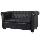 Canapé chic chesterfield à 2 places cuir synthétique noir