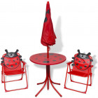 Vidaxl jeu de bistro avec parasol pour enfants rouge