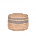 Pouf Jute tressé Gris et naturel