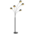 Lampadaire 200 cm 5 x e14 noir et doré