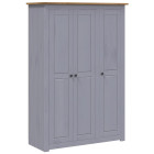 Garde-robe 3 portes gris 118x50x171,5 cm pin assortiment panama