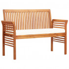 Banc de jardin 2 places avec coussin 120cm bois d'acacia massif