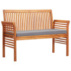 Banc de jardin 2 places avec coussin 120cm bois d'acacia massif