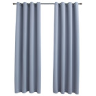 Rideaux occultants avec anneaux en métal 2 pcs gris 140x245 cm