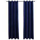 Rideaux occultants et anneaux 2pcs velours bleu foncé 140x245cm