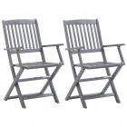 Chaises pliables d'extérieur 2 pcs bois d'acacia solide