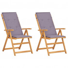 Chaises inclinables de jardin 2 pcs bois solide d'acacia - Couleur au choix