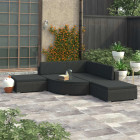 Salon de jardin 6 pcs avec coussins résine tressée noir