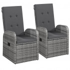 Chaise inclinable de jardin 2pc et coussins résine tressée gris