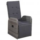 Chaise inclinable de jardin et coussin résine tressée gris