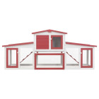 Clapier cage large d'extérieur 204 x 45 x 85 cm bois rouge et blanc  02_0000609