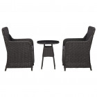 Mobilier de bistro 3 pcs avec coussins résine tressée noir