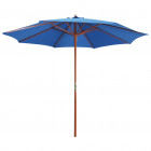 Parasol avec mât en bois 300x258 cm bleu