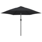 Parasol d'e x térieur avec led et mât en acier 300 cm noir helloshop26 02_0008176