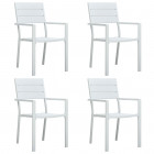 Chaises de jardin 4 pcs blanc pehd aspect de bois