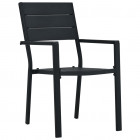 Chaises de jardin noir pehd aspect de bois - Nombre de chaises au choix