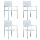 Chaises de jardin 4 pcs blanc plastique aspect de rotin