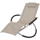 Transat chaise longue bain de soleil lit de jardin terrasse meuble d'extérieur géométrique d'extérieur acier crème helloshop26 02_0012777