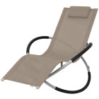 Transat chaise longue bain de soleil lit de jardin terrasse meuble d'extérieur géométrique d'extérieur acier taupe helloshop26 02_0012779