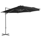 Parasol mobilier de jardin déporté avec mât en acier 300 cm noir helloshop26 02_0008474