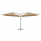 Parasol double avec mât en acier 250 x 250 cm Taupe