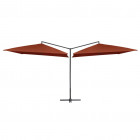 Parasol double avec mât en acier 250 x 250 cm Terre cuite