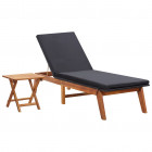 Chaise longue avec table résine tressée et bois d'acacia massif