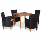 Mobilier à dîner de jardin 5 pcs résine tressée noir et marron