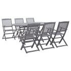 Mobilier à dîner de jardin 7 pcs bois d'acacia massif gris