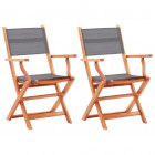 Chaises pliables de jardin 2 pcs eucalyptus et textilène - Couleur au choix