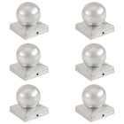 Bouchons de poteau 6 pcs globe final métal galvanisé 91x91 mm