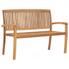 Banc 2 places empilable de jardin 128,5 cm bois de teck solide